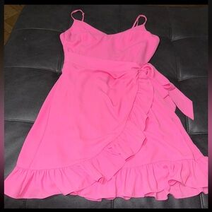 Lilly Pulitzer Alisa Wrap Dress Prosecco Pink Ruffle Detail Size 6